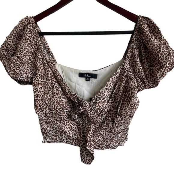 Y2K Lulus Crop Top Women S‎ Animal Print Cottagecore Festival Retro Coquette - Picture 1 of 9
